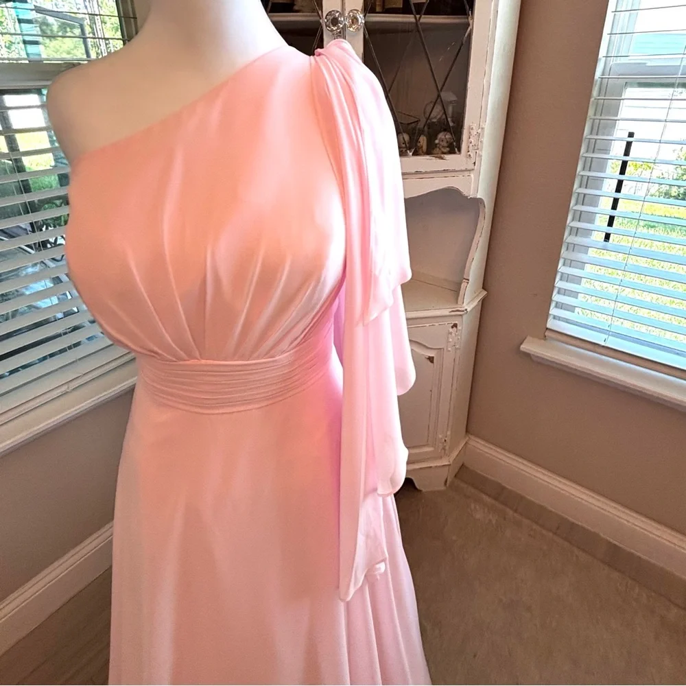 NEW Pastel Pink Dress, Pink Prom Dress, One Shoulder Dress, NWOT Sice XL/16 - Picture 3 of 11